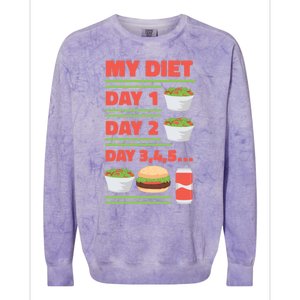 Funny Salad Diet Food Not Diet Soda Hamburger Quote Cool Gift Colorblast Crewneck Sweatshirt