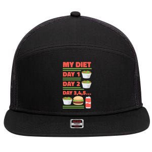 Funny Salad Diet Food Not Diet Soda Hamburger Quote Cool Gift 7 Panel Mesh Trucker Snapback Hat