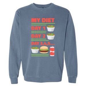 Funny Salad Diet Food Not Diet Soda Hamburger Quote Cool Gift Garment-Dyed Sweatshirt