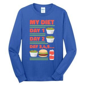 Funny Salad Diet Food Not Diet Soda Hamburger Quote Cool Gift Tall Long Sleeve T-Shirt