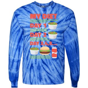 Funny Salad Diet Food Not Diet Soda Hamburger Quote Cool Gift Tie-Dye Long Sleeve Shirt