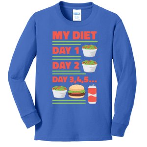 Funny Salad Diet Food Not Diet Soda Hamburger Quote Cool Gift Kids Long Sleeve Shirt