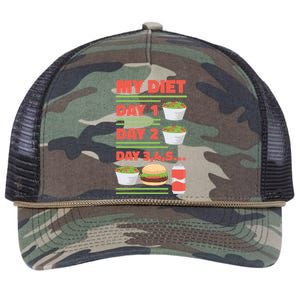 Funny Salad Diet Food Not Diet Soda Hamburger Quote Cool Gift Retro Rope Trucker Hat Cap