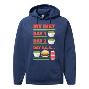 Funny Salad Diet Food Not Diet Soda Hamburger Quote Cool Gift Performance Fleece Hoodie