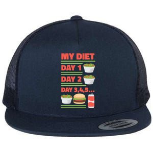 Funny Salad Diet Food Not Diet Soda Hamburger Quote Cool Gift Flat Bill Trucker Hat