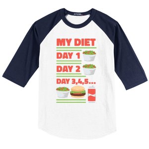 Funny Salad Diet Food Not Diet Soda Hamburger Quote Cool Gift Baseball Sleeve Shirt