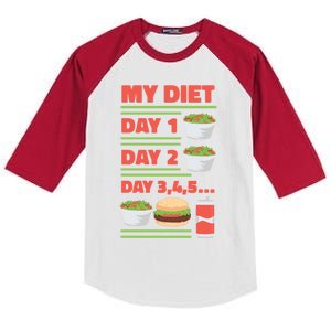 Funny Salad Diet Food Not Diet Soda Hamburger Quote Cool Gift Kids Colorblock Raglan Jersey