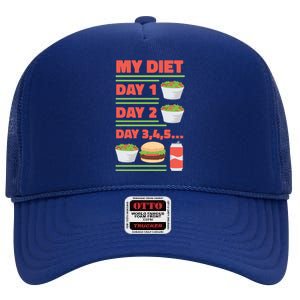 Funny Salad Diet Food Not Diet Soda Hamburger Quote Cool Gift High Crown Mesh Back Trucker Hat