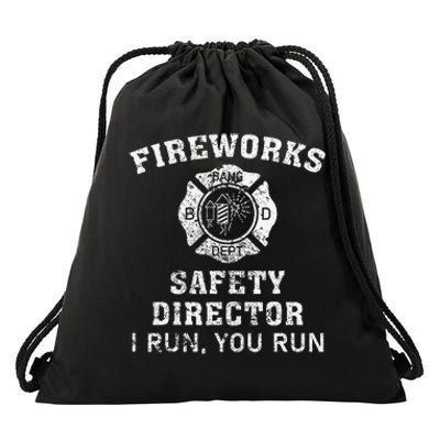 Fireworks Safety Director I Run You Run Bang Drawstring Bag