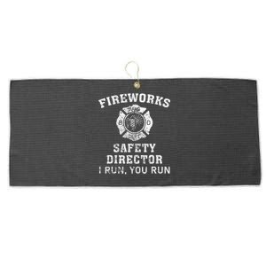 Fireworks Safety Director I Run You Run Bang Large Microfiber Waffle Golf Towel