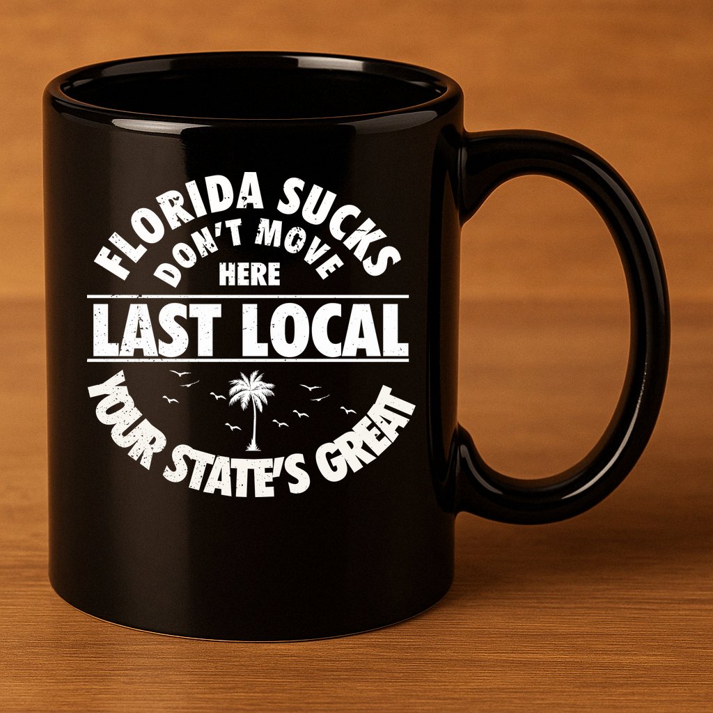 Florida Sucks Dont Move Here Last Local Funny 11oz C Handle Ceramic Mug