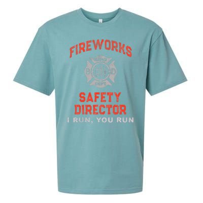 FIREWORKS SAFETY DIRECTOR I Run You Run Firefighter America Sueded Cloud Jersey T-Shirt