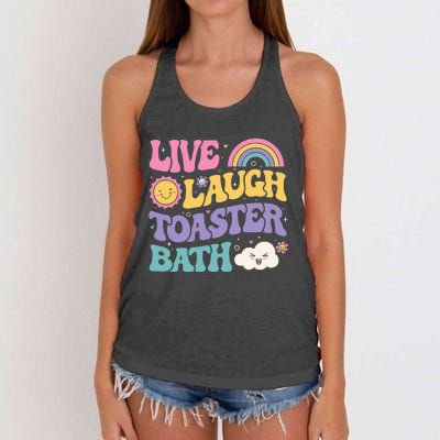 Funny Saying Dark Humor Live Laugh Toaster Bath Dread Women's Knotted Racerback Tank