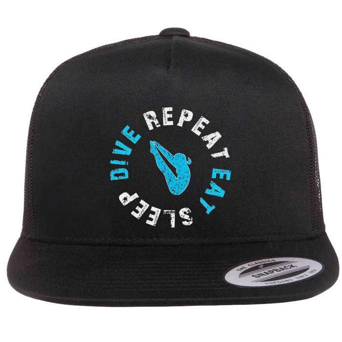 Funny Springboard Divers & Diving Board Game Gift Flat Bill Trucker Hat