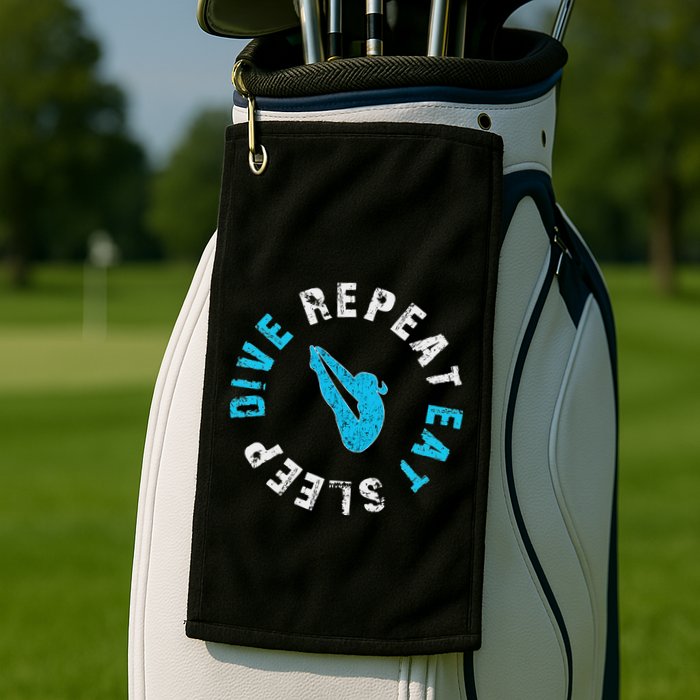 Funny Springboard Divers & Diving Board Game Gift Golf Towel