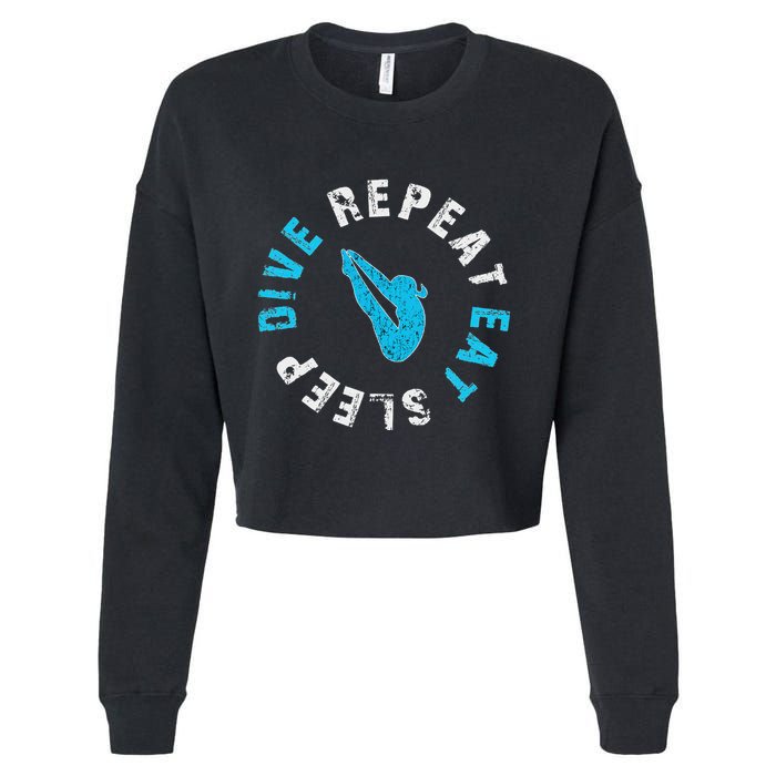 Funny Springboard Divers & Diving Board Game Gift Cropped Pullover Crew