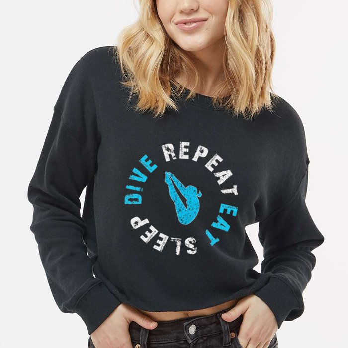 Funny Springboard Divers & Diving Board Game Gift Cropped Pullover Crew