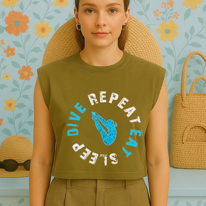 Funny Springboard Divers & Diving Board Game Gift Garment-Dyed Women's Muscle Tee