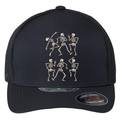 Funny Skeletons Dance Halloween Flexfit Unipanel Trucker Cap