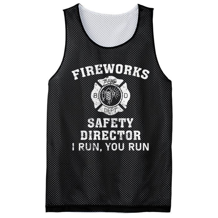 Fireworks Safety Director I Run You Run Bang Mesh Reversible Basketball Jersey Tank