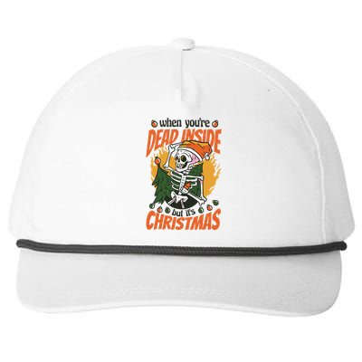 Funny Skeleton Dead Inside But Its Christmas Snapback Five-Panel Rope Hat