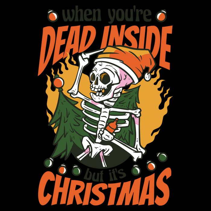 Funny Skeleton Dead Inside But Its Christmas Drawstring Bag