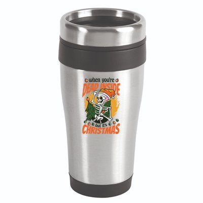 Funny Skeleton Dead Inside But Its Christmas 16oz Travel Tumbler