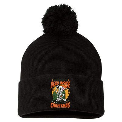 Funny Skeleton Dead Inside But Its Christmas Pom Pom 12in Knit Beanie