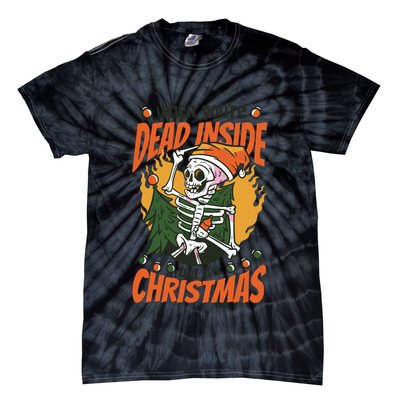 Funny Skeleton Dead Inside But Its Christmas Tie-Dye T-Shirt