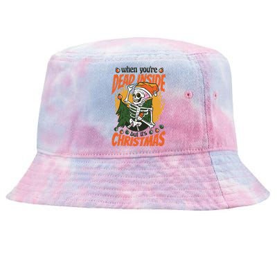 Funny Skeleton Dead Inside But Its Christmas Tie-Dyed Bucket Hat