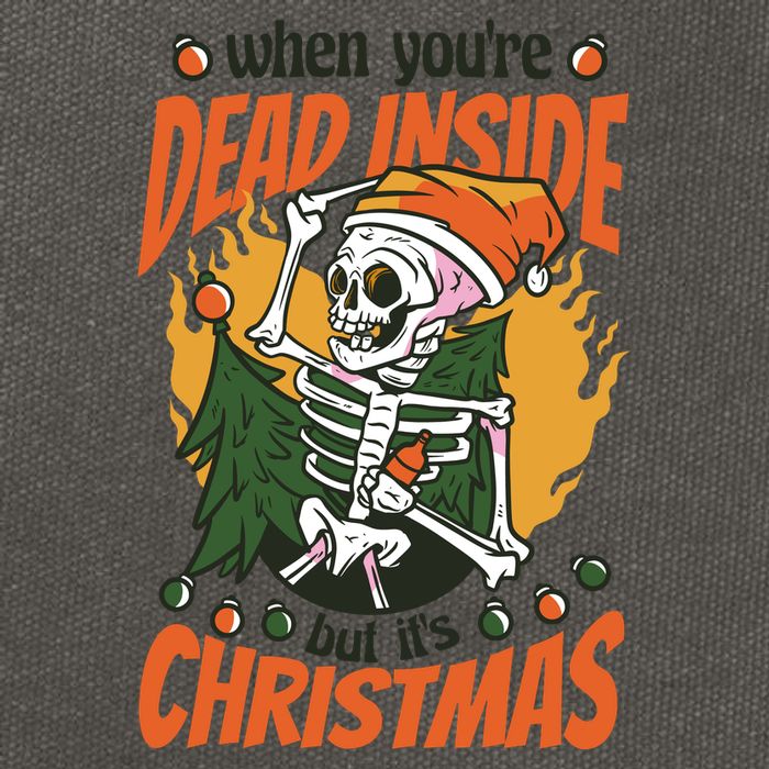 Funny Skeleton Dead Inside But Its Christmas Cotton Canvas Backpack