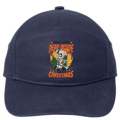 Funny Skeleton Dead Inside But Its Christmas 7-Panel Snapback Hat