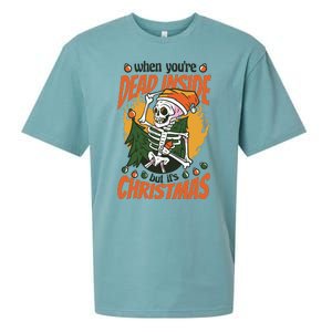 Funny Skeleton Dead Inside But Its Christmas Sueded Cloud Jersey T-Shirt