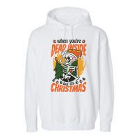 Funny Skeleton Dead Inside But Its Christmas Garment-Dyed Fleece Hoodie