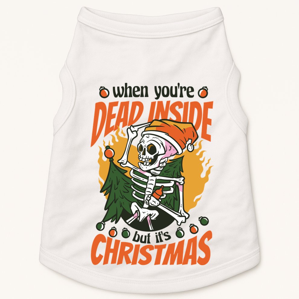 Funny Skeleton Dead Inside But Its Christmas Doggie Tank