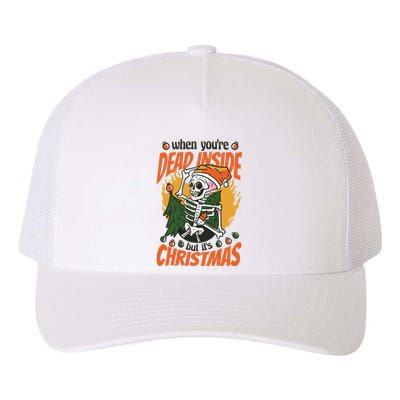 Funny Skeleton Dead Inside But Its Christmas Yupoong Adult 5-Panel Trucker Hat