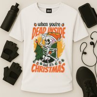 Funny Skeleton Dead Inside But Its Christmas Performance Shirt