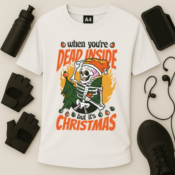 Funny Skeleton Dead Inside But Its Christmas Performance Shirt