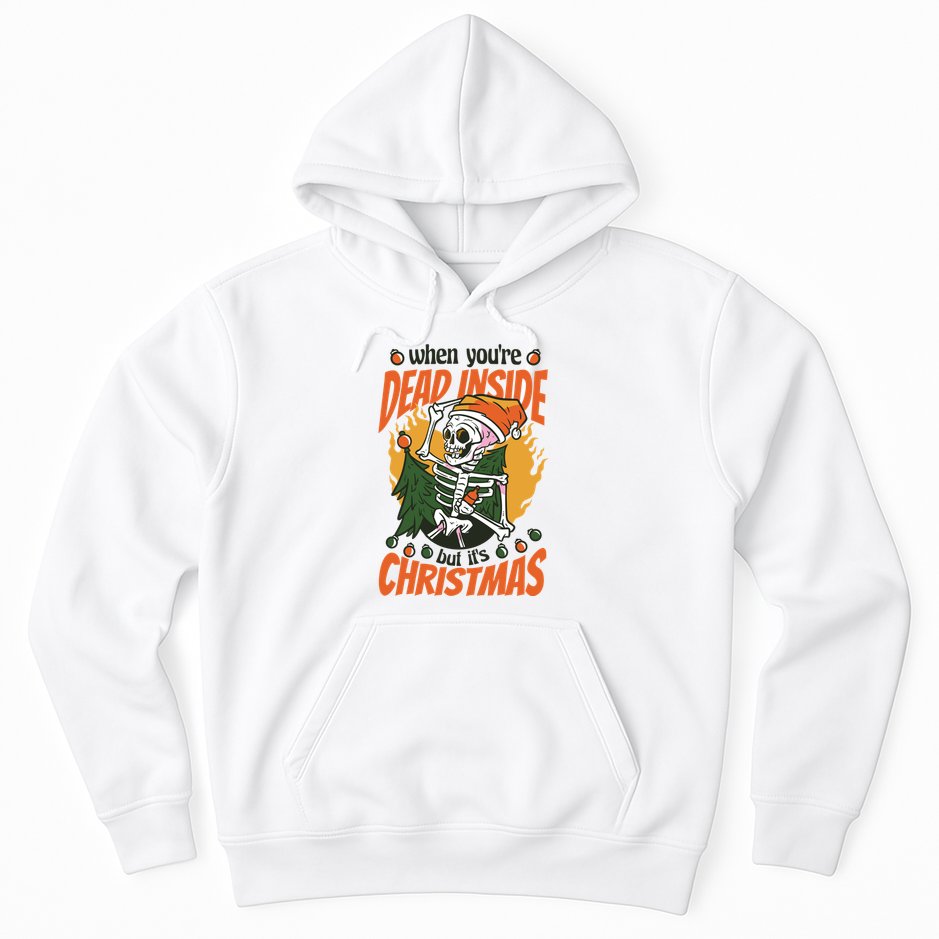 Funny Skeleton Dead Inside But Its Christmas Hoodie
