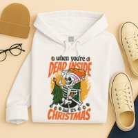 Funny Skeleton Dead Inside But Its Christmas Hoodie