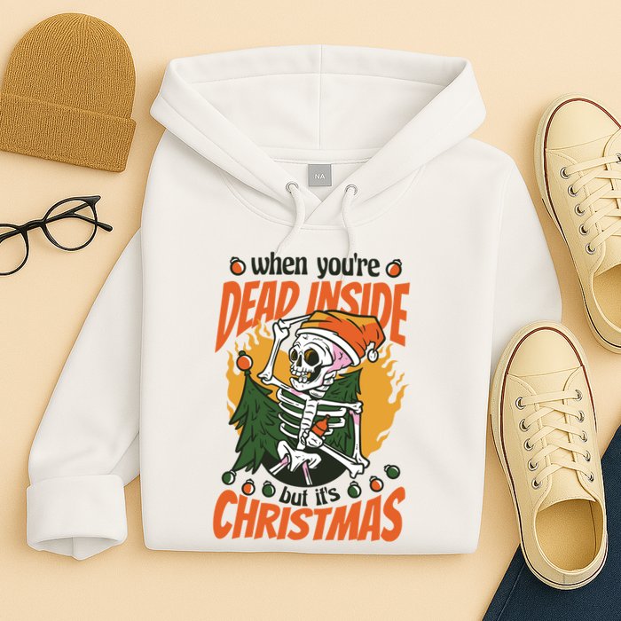 Funny Skeleton Dead Inside But Its Christmas Hoodie