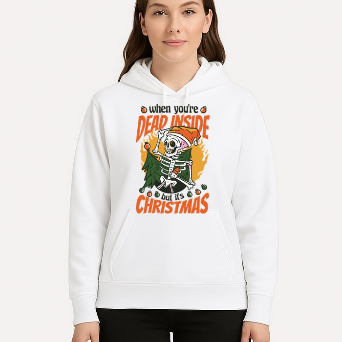 Funny Skeleton Dead Inside But Its Christmas Hoodie