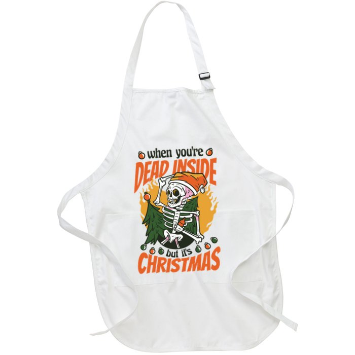 Funny Skeleton Dead Inside But Its Christmas Apron