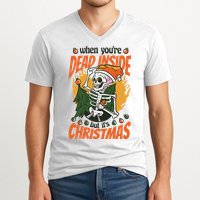 Funny Skeleton Dead Inside But Its Christmas V-Neck T-Shirt