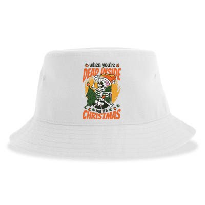 Funny Skeleton Dead Inside But Its Christmas Sustainable Bucket Hat