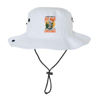 Funny Skeleton Dead Inside But Its Christmas Bucket Hat