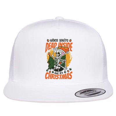 Funny Skeleton Dead Inside But Its Christmas Flatbill Hat
