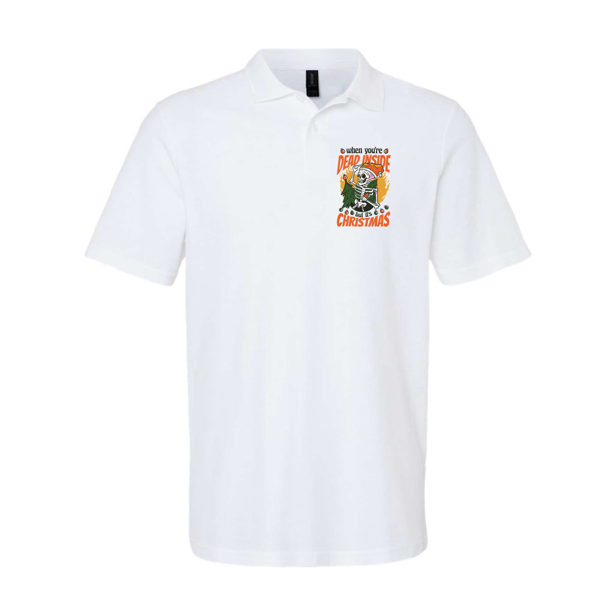Funny Skeleton Dead Inside But Its Christmas Polo