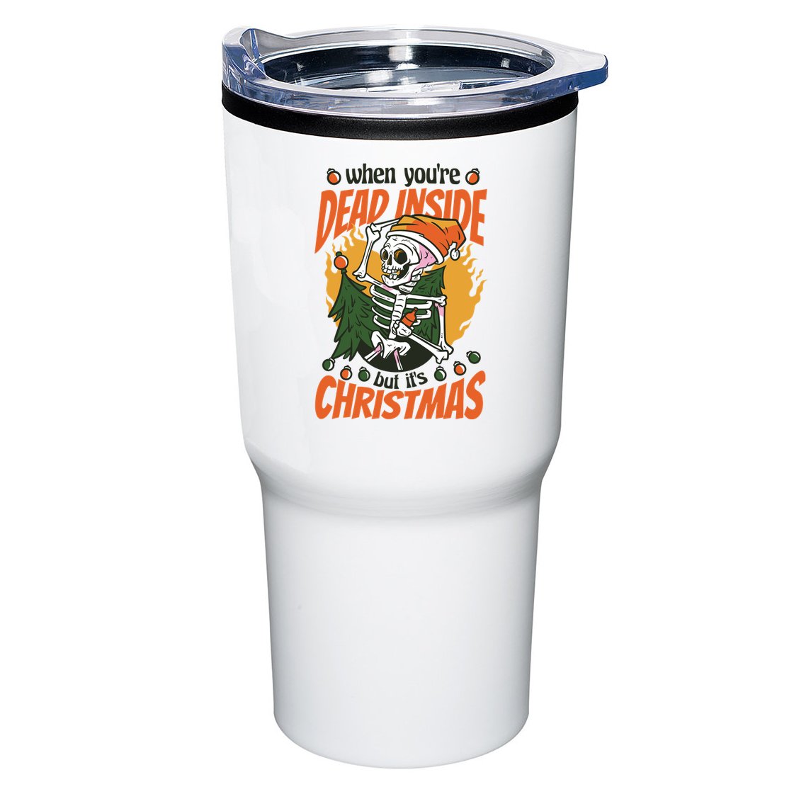 Funny Skeleton Dead Inside But Its Christmas Tumbler