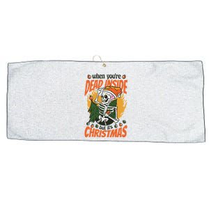 Funny Skeleton Dead Inside But Its Christmas Large Microfiber Waffle Golf Towel